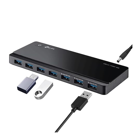 TP-Link UH700 USB 3.0 Hub mit Stromversorgung, 7-Port USB Verteiler & Splitter, idealer USB Adapter mehrfach für Windows, Mac, Chrome & Linux OS, mit Netzteil & EIN/Aus-Schalter