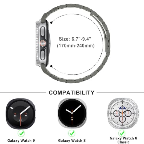 Image of Anlinser No Gap Bands Compatible with Samsung Galaxy Watch Ultra 7 /6 /5 /4 /FE Band 44mm 40mm /Watch 6 Classic Band 47mm 43mm /Watch 5 Pro 45mm /Watch 4 Classic, 20mm 22mm Metal Strap for Women Men