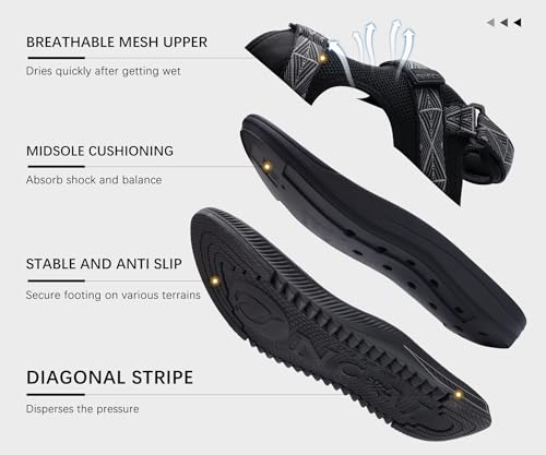Oncai Hiking Sandals For Men,Arch Support Walking Trail Man Fisherman Sandles,Breathable Mesh Water Beach And Orthopedic Father Sports Recovery Sandals With Adjustable Strap Black Size 10 thumb #4