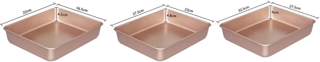 3 Pieces Rectangular Baking Tray Non-Stick Metal Cake Bread Baking Pan Form for Oven Bakeware