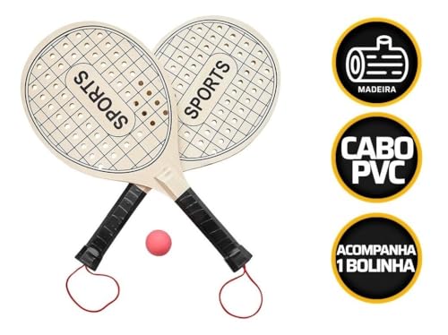 Kit 2x Raquetes Frescobol Tênis De Praia Beach Tennis Bola