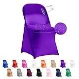 eccwai 36 PCS Waterproof Stretch Spandex Folding Chair Covers, Dining Room Chair Slipcovers Protector for Wedding, Banquet, Party, Holidays, Celebration and Decoration（Purple）