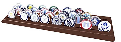 Decomil Challenge Coin Holder, Military Coin Display Case Solid Walnut - Large - 4 Rows #TOP26