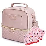 TOURIT Lunch Bag Women Double Deck Lunch Box Insulated Lunch Cooler Pink, with Reusable Long-Lasting Ice Packs, Camping Accessories, 2 Packs Pink Unicorn
