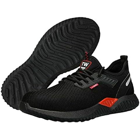 Men's Slip Resistant Work Shoes Steel Toe Cap Safety Trainer Construction Women's Shoes Anti-Smash Industrial Sport Sneakers Anti-Static UK Size 7-11 (Black 9155, Numeric_7) Cover
