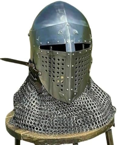 Medieval 18 Gauge Steel Chainmail Helmet Medieval ROA Bascinet Helmet with Liner Best Helmet for Gift
