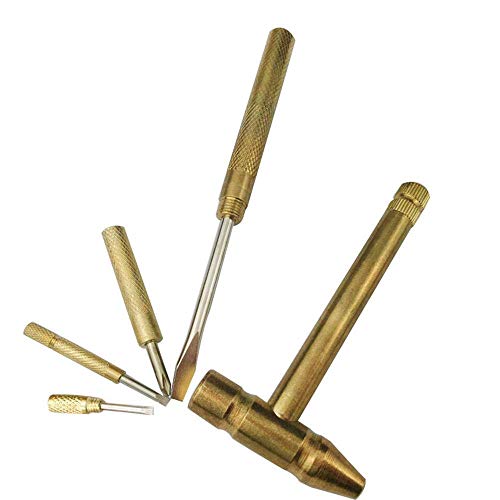 Image of 6 in 1 Micro Mini Multifunction Copper Craft Hammer & Screwdriver Hand Tools Ideal for Watchmaker Jewelers and Walnut eaters