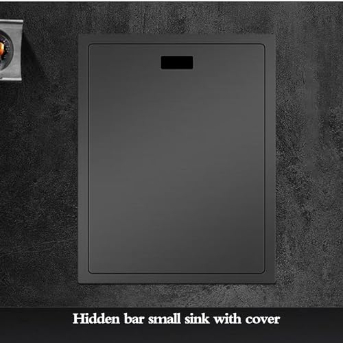 Single Bowl Kitchen Bar Space-Saving Invisible Sink RV Single Bowl Sink with Cover Small Embedded Siphon Stainless Steel Countertop Basin