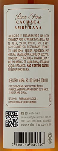 Weber Haus Licor Fino De Amburana E Cachaca 500 Ml Organico Sabor 500 Ml