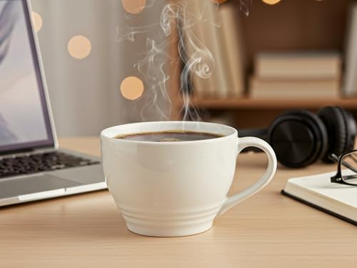 Image of Bodhi House Large Ceramic Coffee Mug | Microwave & Dishwasher Safe | Bone-Ash Free Cappuccino Mug | Multi-Purpose Food Grade Latte Coffee Mug Ideal for Daily Use & Gifting (Pack of 2, 500ml | White)