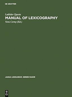 Manual of lexicography: 39 Reprint 2010 Edition book cover
