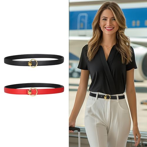 Image of Aurolran Women's Leather Belt with Buckle - Ideal for Dresses, Jeans, and Coats