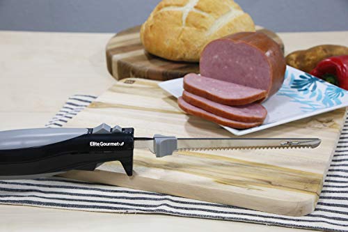 Elite Cuisine EK-570B Electric Knife with 2 Serrated Blades and Easy Eject, Black (Stainless Steel)