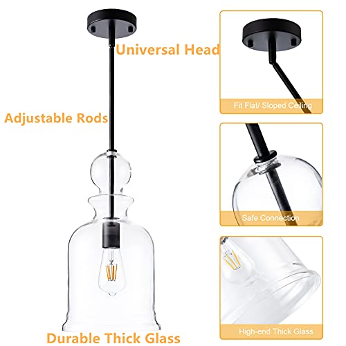 Na Bottle Glass Pendant Light, Industrial Ceiling Light Fixture Large Farmhouse Pendant Lighting Vintage Lamp Black Adjustable Ceiling Hang Light For Kitchen Island Sink Bar Dining Room Coffee #TOP1