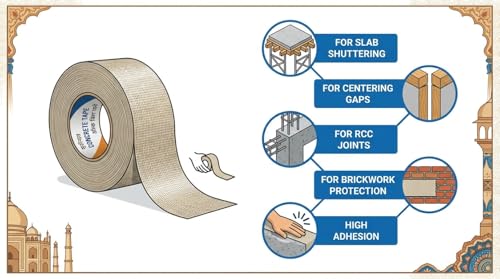 Image of (Pack Of 8 X 40 Meter Per Roll Shuttering Tape /Concrete tape /Bopp Tape Used In Slab For Construction Of Buildings & Multi Purpose Use (8, 40 Meter)