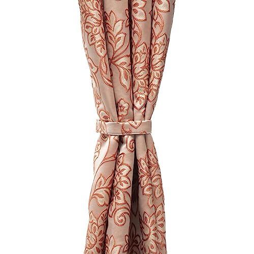 Image of Wakefit Curtains 5 feet Long Set of 2, Window Curtains, Window Curtains 5 feet, Jacquard Curtains, Polyester Curtains, Decoration Items for Home Decor (Squash - Floral Orange)