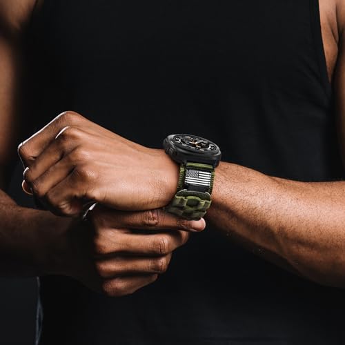 MOFREE Compatible with Samsung Galaxy Watch Ultra 47mm/Ultra 2 (2024/2025) Bands,Rugged Nylon Woven Loop Sport Adjustable Strap Replacement Wristband for Samsung Galaxy Watch Ultra Bands for Men Army-green