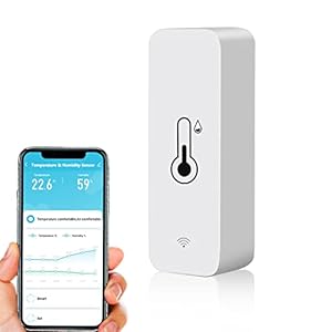 WLAN SMART THERMOMETER HYGROMETER, Digitale mini binnentemperatuur en vochtigheidssensor, Remote Sensor app voor kamertemperatuur Remote voor de kelder, compatibel met Alexa & Google Home