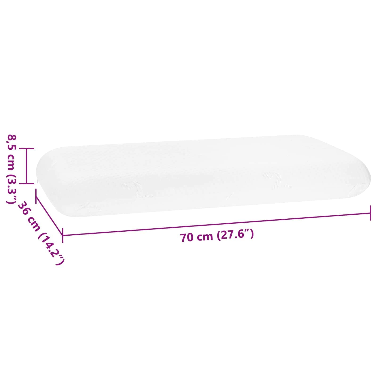 Almohada para dormir, color blanco, 70 x 36 x 8,5 cm, espuma viscoelástica con superficie suave al tacto, almohada cervical para dormir de lado, almohada de cama para un sueño reparador