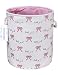 LANGYASHAN Storage Bin,Cotton Collapsible Pink Organizer Basket for Girls Laundry Hamper,Toy Bins,Gift Baskets, Bedroom, Clothes,Baby Nursery(Bowknot)