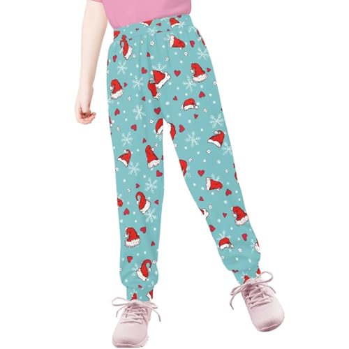 AmzPrint Candy Cane Holly Print Christmas Sweatpants Green Xmas Drawstring Casual Boys Sweatpants Size 63