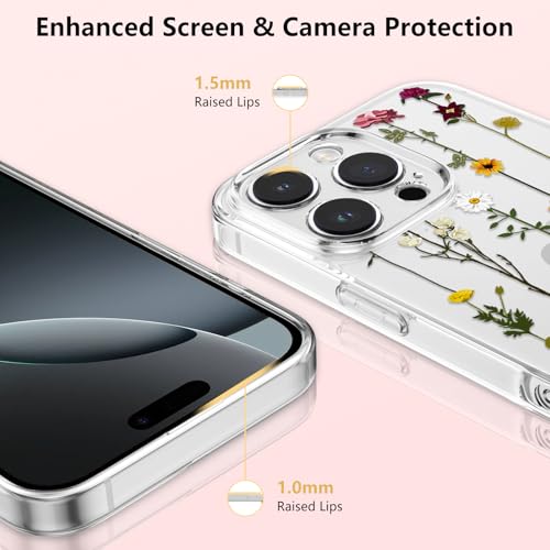Coque silicone souple antichoc iPhone 16 Pro Max transparente floral
