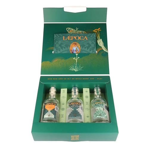 LÆPOCA Mezcal Premium Tasting-Set | Von Mexiko in die Alpen | Handgefertigt | 3 x 100 ml | Espadin 38% vol. | Ensamble 46% vol. | Cuishe 46% vol. | Mezcal of the Year 2023