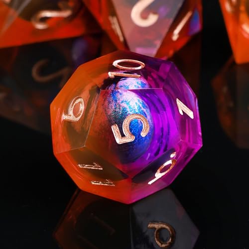 ORUZA Drachenauge Polyedrische DND Würfel Set, 7 Stück Harz Drachenauge D&D Würfel für Dungeons and Dragons RPG MTG Pathfinder Rollenspiel D4 D6 D8 D10 D12 D20 D%