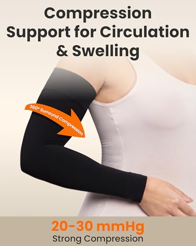 Image of KEMFORD Lymphedema Compression Arm Sleeves for Women - Arm Support for Swelling & Edema