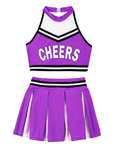 Disfraz para niña animadora 10 años morado miniatura 3