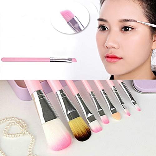 Children Makeup Brushes, 7Pcs Makeup Brush Set Foundation Eyebrow Eyeliner Brush Cosmetic Concealer Brushes for Kids Girls, Women trave - Black with case