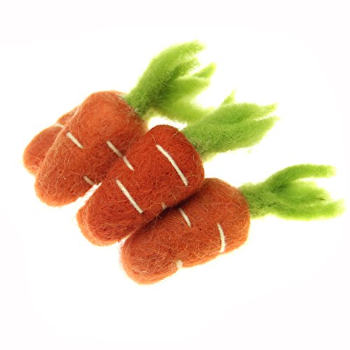 Zasy Handmade Easter Ornament Wool Felt Carrots Bunny (9cm Carrot)