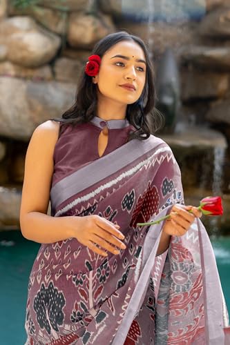 Image of MIRCHI FASHION Saree for Woman Cotton Blend Printed | Traditional Ethnic Sari for Ceremonial Use and Farewell with Blouse Piece