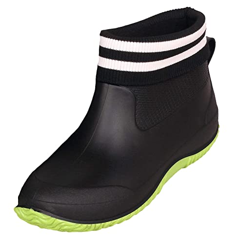 SMajong Botas de Caucho Hombre Mujer Botas de Agua Antideslizante Botas Lluvia Impermeable Zapatos de Jardin Calentar Invierno Negro Verde Algodón Talla: 40 EU (Suela 41) Cover