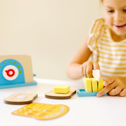 Melissa & Doug Bread and Butter Toaster Set (9 pcs) - Wooden Play Food and Kitchen Accessories - image 8