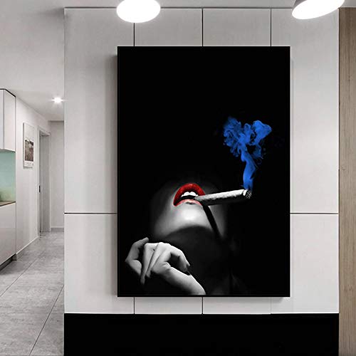 KEBIA sexy femme fumer photos toile peinture affiche decoration murale moderne salon 40x60