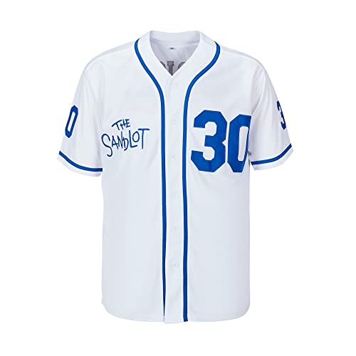 Luqiaomaoyi Youth #30 Sandlot Benny The Jet Rodriguez Movie Kids Baseball Jersey Stitched Christmas Summer White Size S #TOP1