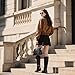Mattiventon Black Knee High Boots Women Fashion Long Tall Boots with Round Toe Low Heel Side Zip Stretch Riding Boot for Fall Winter