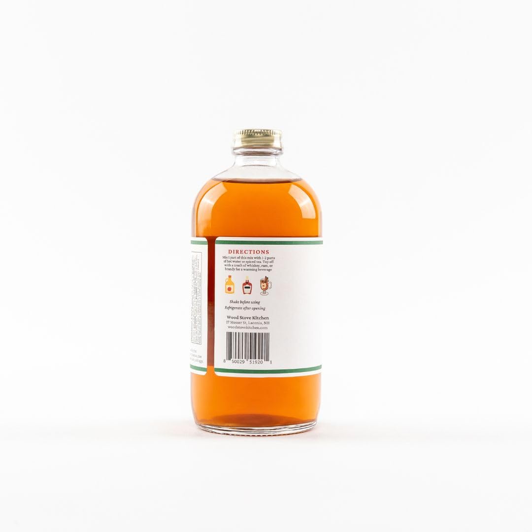 Wood Stove Kitchen - Spiced Apple Hot Toddy Mix | Cocktail & Mocktail Mixer - Natural Craft Syrup with Tasty Flavors - Concentrated & Alcohol Free - Aromatic, Cinnamon, 16 oz.
