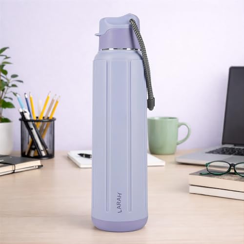Image of Larah by Borosil 680 ml Amaze Lavender Stainless Steel Water Bottle | Made in India Pu Insulated Thermoware | Leakproof, BPA Free| Bottle for Office, School, College & Gym, Daily Use | 1 Year Warranty