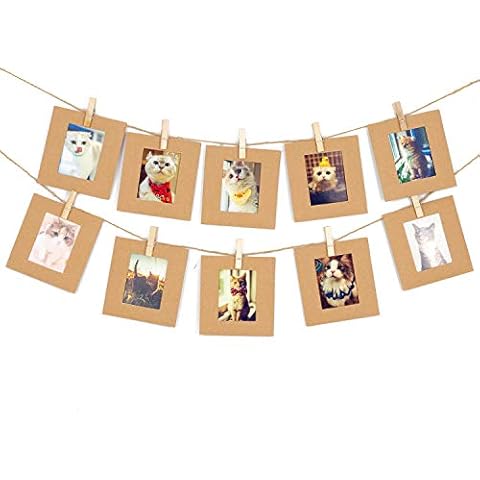 Amimy 20 Pcs Paper Photo Frame Set for Fujifilm Instax Mini 7s 8 8+ 9 25 50s 70 90, Polaroid Snap PIC-300, HP Sprocket, Kodak Mini 3-Inch Film (Brown) Cover