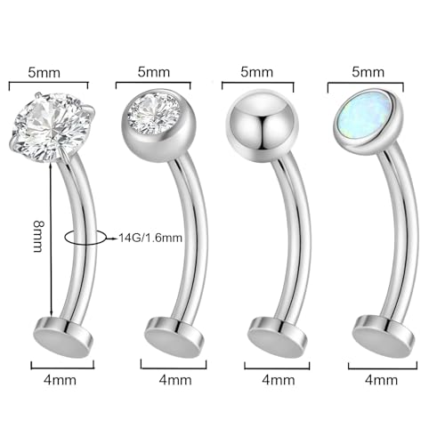 4 Pcs 14G Titanium Floating Belly Button Rings for Women Hypoallergenic Flat Back Belly Button Ring 8mm/10mm/12mm/14mm Internally Threaded CZ Navel Rings Piercing Jewelry2