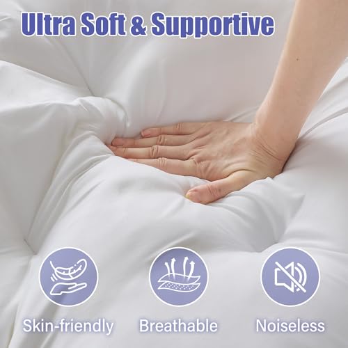 Image of WhatsBedding 4 Inch Memory Foam Mattress Topper Twin Size for Back Pain Relief, Filled with Breathable Gel Memory Foam, Supportive Pillow Top Mattress Topper