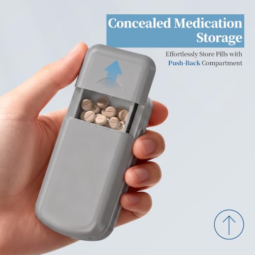 Image of Daviky Pill Cutter Splitter for Small & Tiny Pills, Dual Safety Blades | Adjustable Centering Slot, Precise 1 /2 1 /3 1 /4 Tablet Cutter, Built-in Storage, Portable & Senior-Friendly