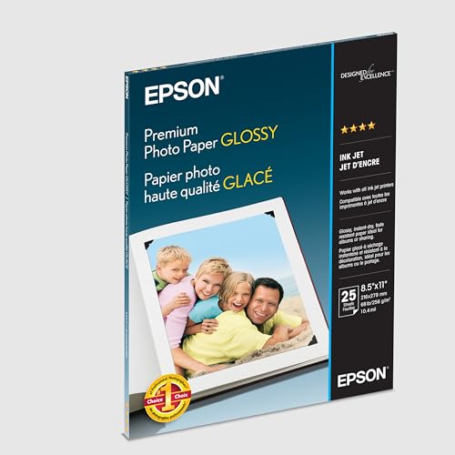 Epson Premium Photo Paper GLOSSY (8.5x11 Inches, 25 Sheets)