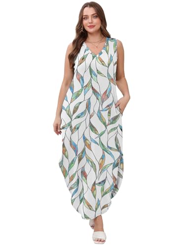 Image of Sampeel Summer Dresses Maxi Dress Vacation Beach Sundresses 2025 with Pockets