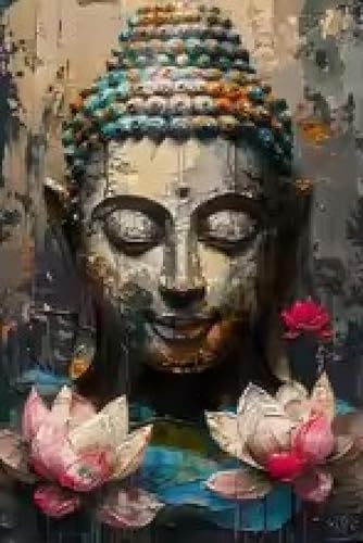 Affiche murale Bouddha moderne fleur de lotus, impression sur toile 40x60 - 2