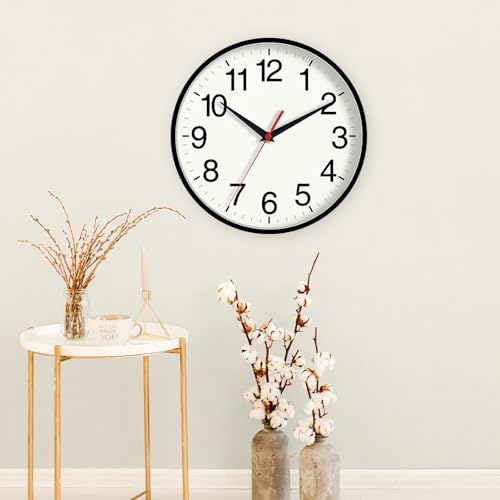 Image of DAXSMY 16 Inch Wall Clock, Large Wall Clocks Battery Operated, Big Silent Non-Ticking Analog Clock Decorative for Living Room, Office, Kitchen, Outdoor,Classroom, Bedroom, Bathroom, School(Black)