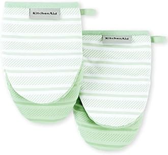 KitchenAid Albany Mini Oven Mitt 2-Pack Set, Pistachio, 5.5"x8"