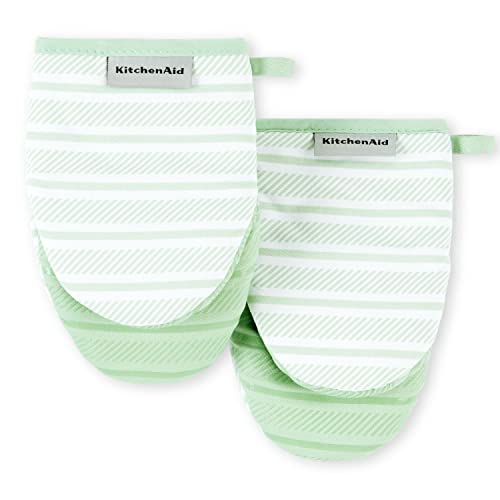 KitchenAid Albany Mini Oven Mitt 2-Pack Set, Pistachio, 5.5"x8"